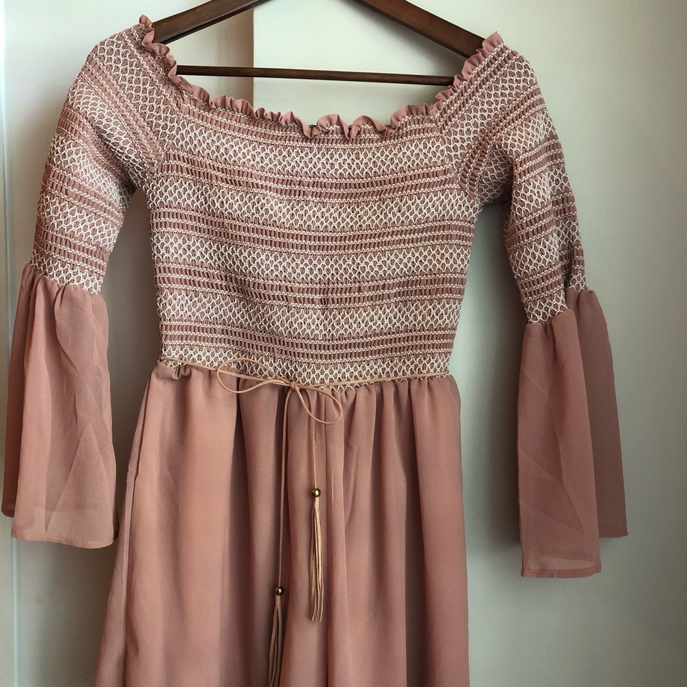 Off the shoulder romper blush pink